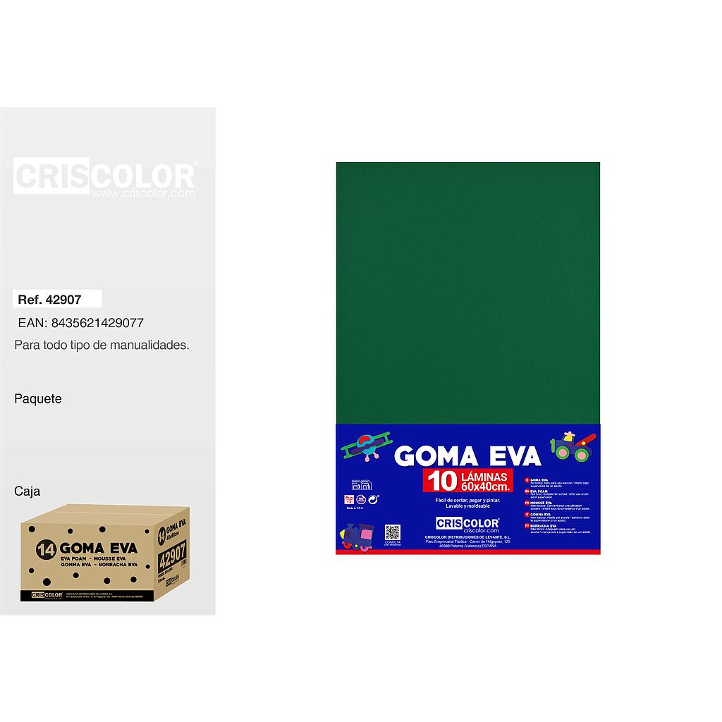 14 GOMA EVA 40x60CM VERDE OSCURO PAQ.10UDS (Precio unitario).