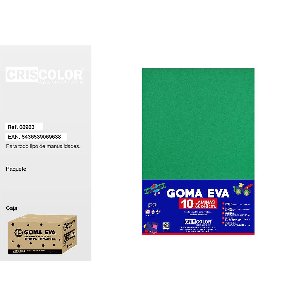 15 GOMA EVA 40X60CM VERDE PAQ.10UDS (Precio unitario). 