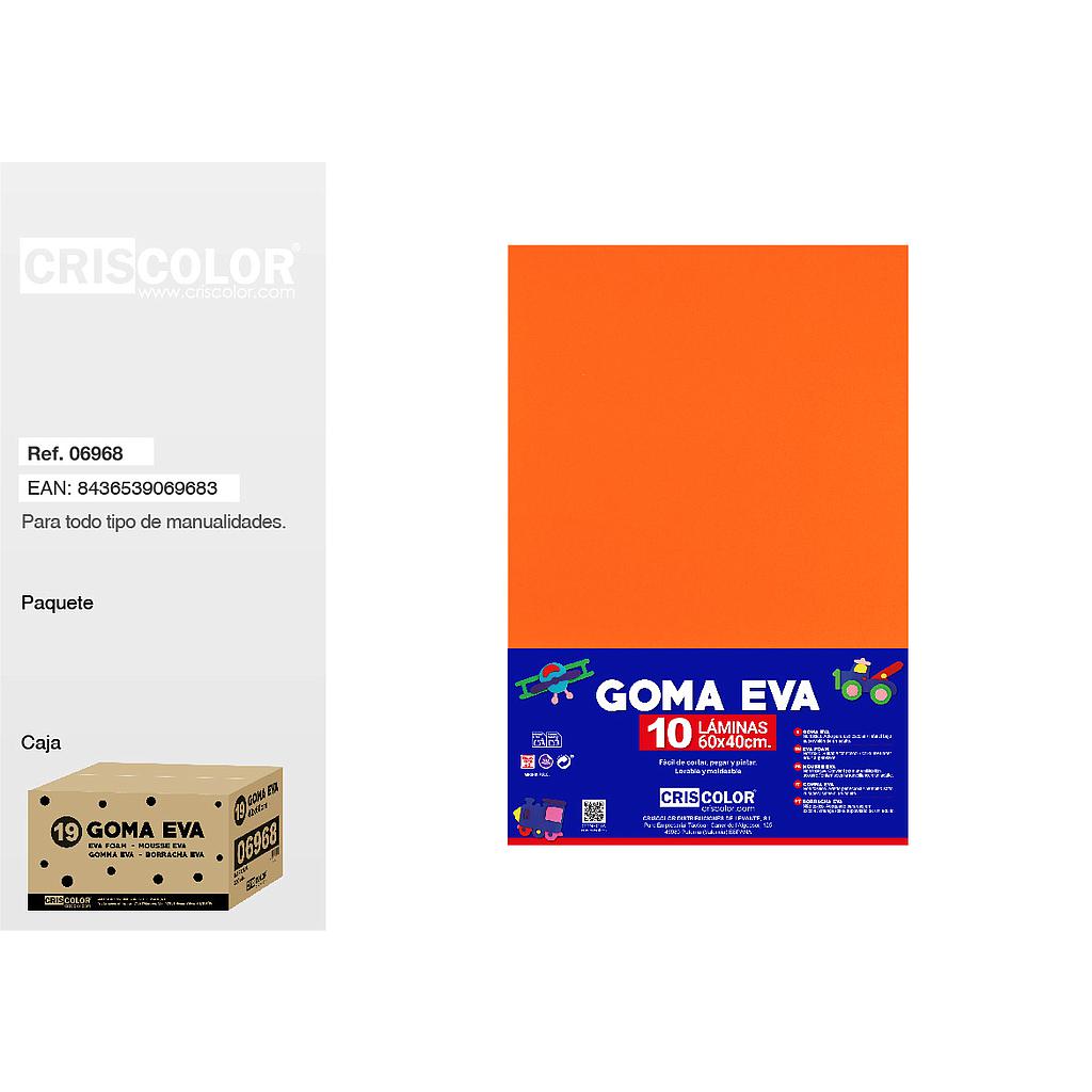 19 GOMA EVA 40X60CM NARANJA PAQ.10UDS (Precio unitario).