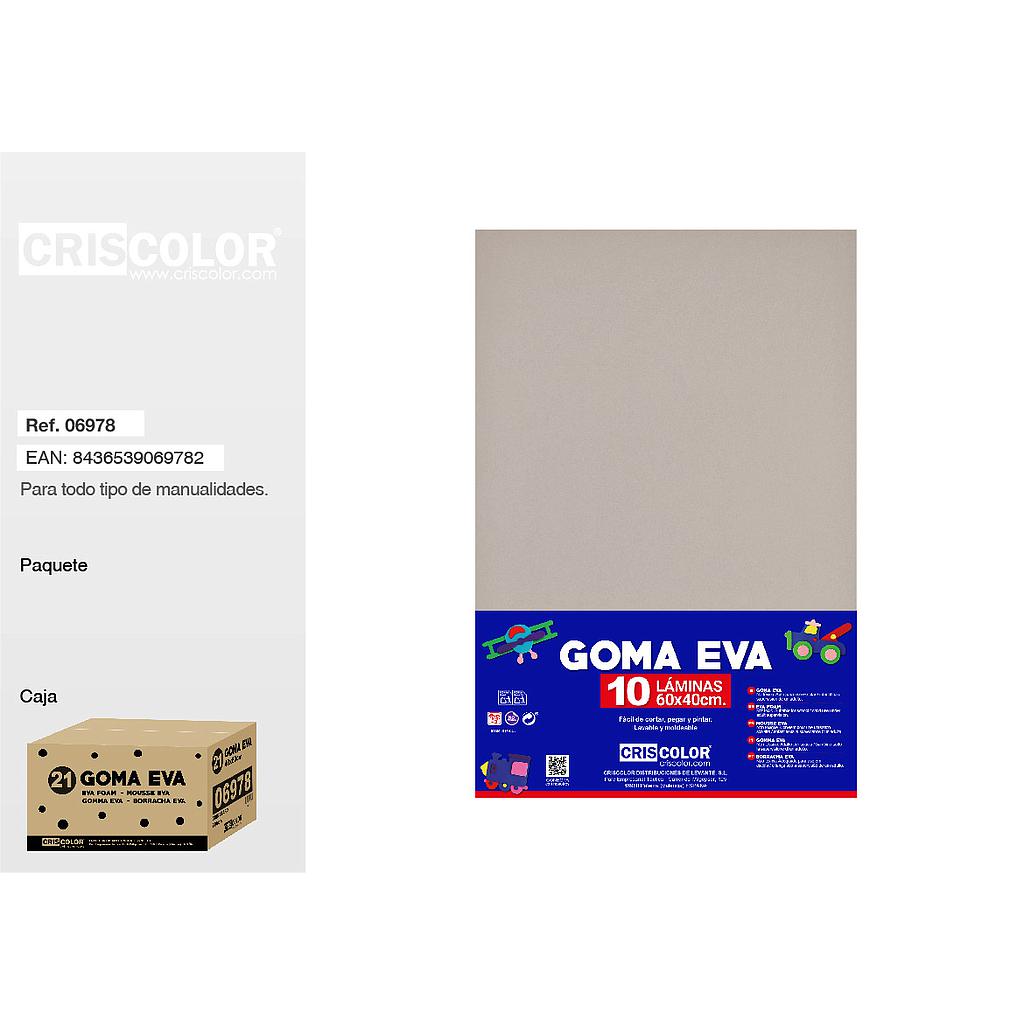 21 GOMA EVA 40X60CM GRIS CLARO PAQ.10UDS (Precio unitario).