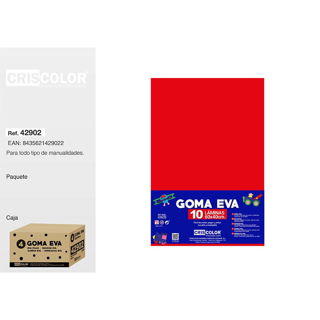 4 GOMA EVA 40x60CM ROJO NAVIDAD PAQ.10UDS (Precio unitario).