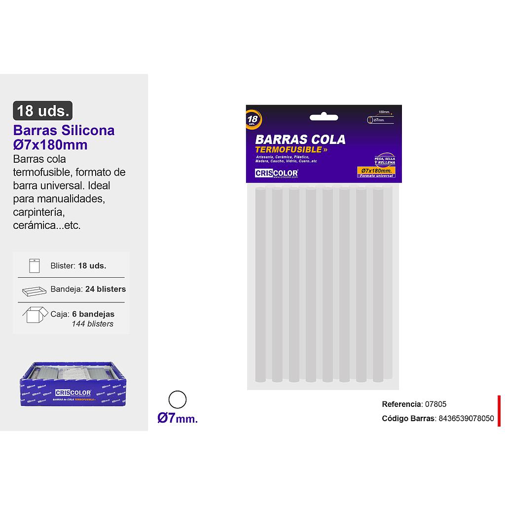 BARRA SILICONA Ø7X180MM PACK 18UDS (Caja 24 Packs)