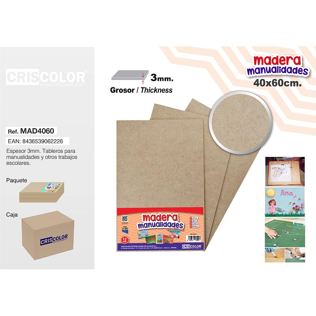 BASE MADERA 40X60CM (Paquete de 12Und.)