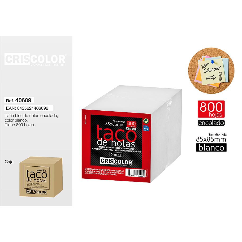 BLOC NOTAS 85X85MM BLANCO 800H (Caja de 6Und).