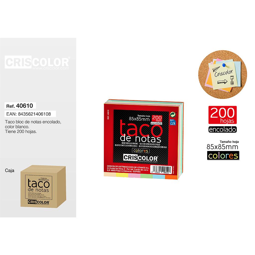 BLOC NOTAS 85X85MM COLOR 200H (Caja de 12Und).