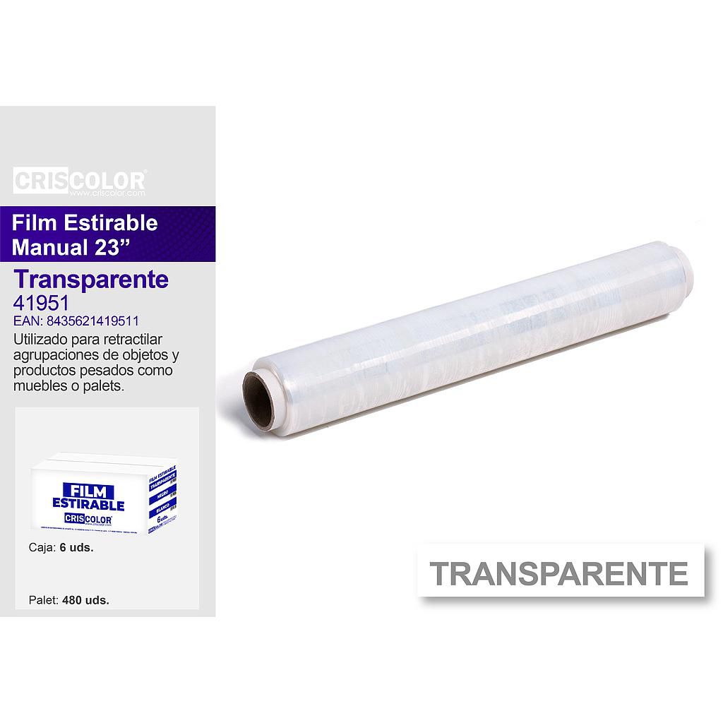 BOBINA FILM MANUAL TRANSPARENTE  23'' (Caja 6 Und).