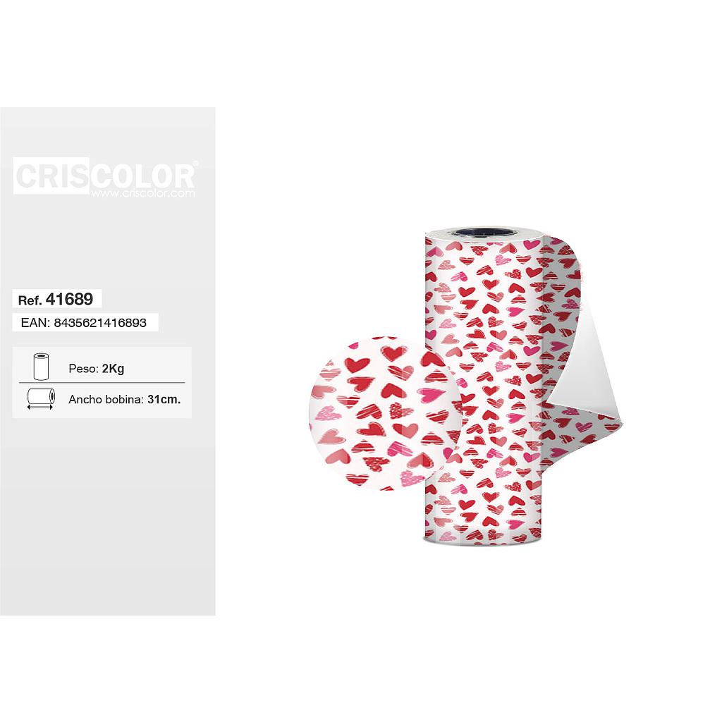 BOBINA PAPEL REGALO DECORADO 31CM LOVE