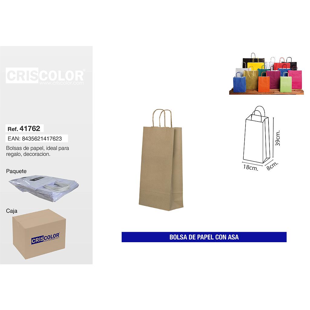BOLSA PAPEL CON ASA 20+8x39 KRAFT (PACK 25 UDS)