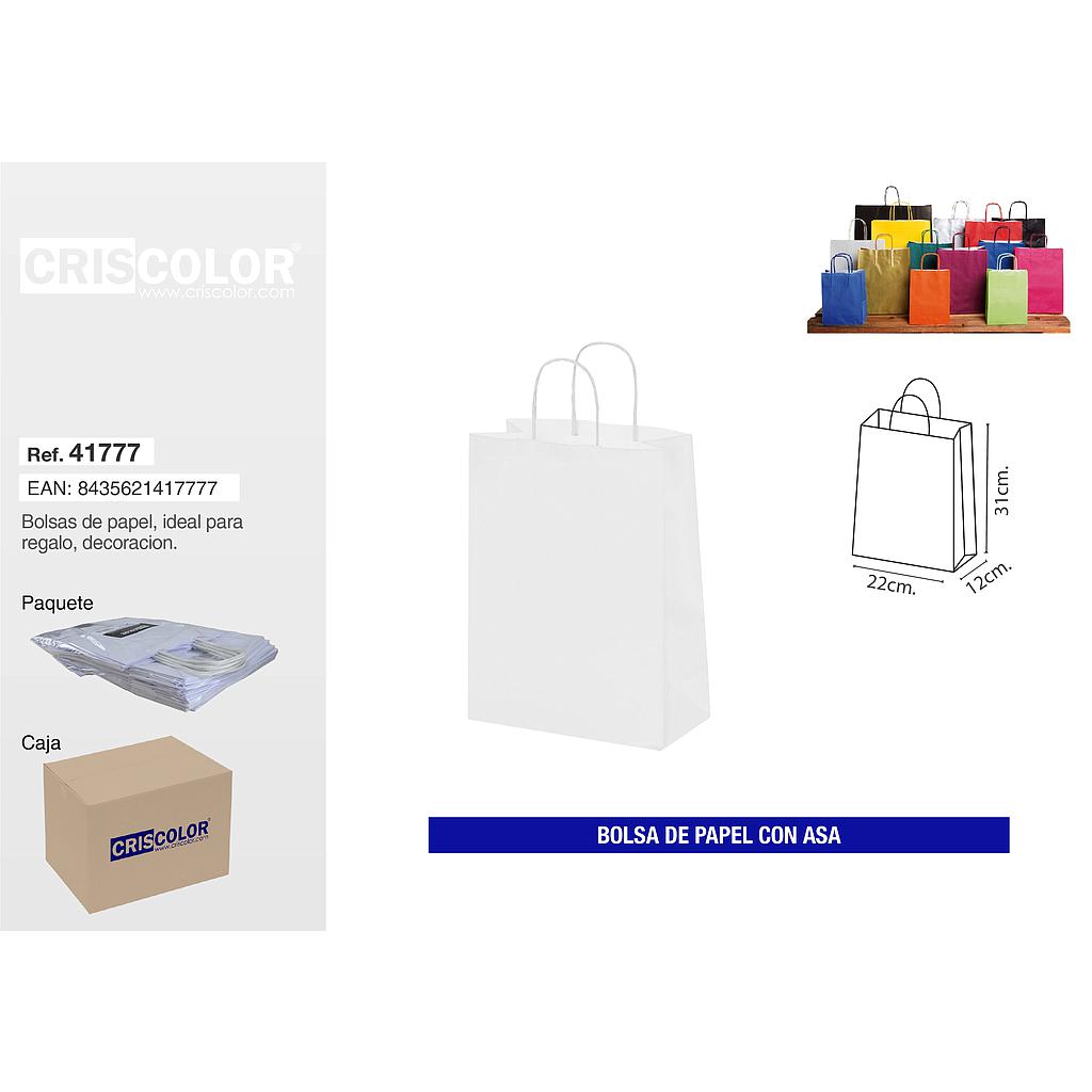 BOLSA PAPEL CON ASA 24+11X34 BLANCA (PACK 25 UDS)