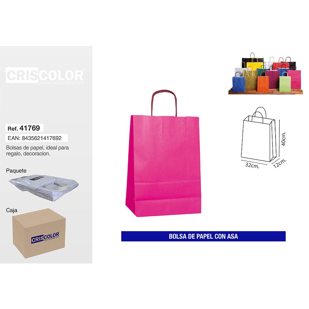 BOLSA PAPEL CON ASA 32+12X40 MAGENTA