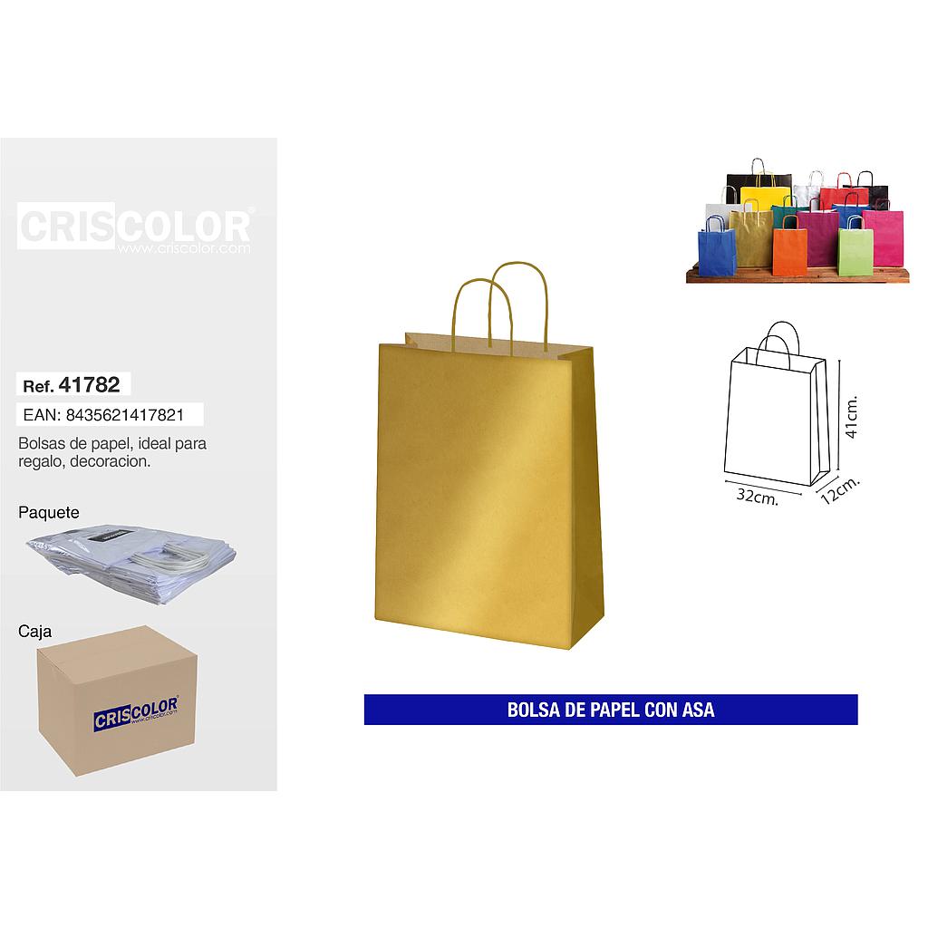 BOLSA PAPEL CON ASA 32+12X40 ORO (PACK 25 UDS)