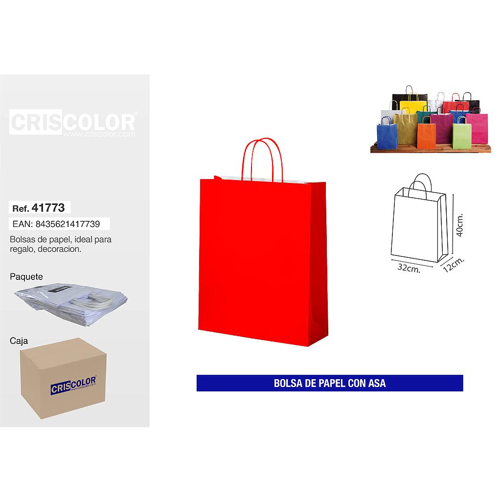 BOLSA PAPEL CON ASA 32+12X40 ROJO (PACK 25 UDS)