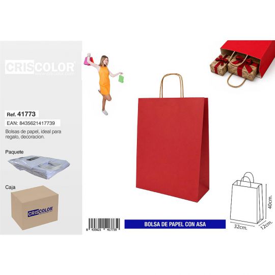 BOLSA PAPEL CON ASA 32+12X40 ROJO (PACK 25 UDS)