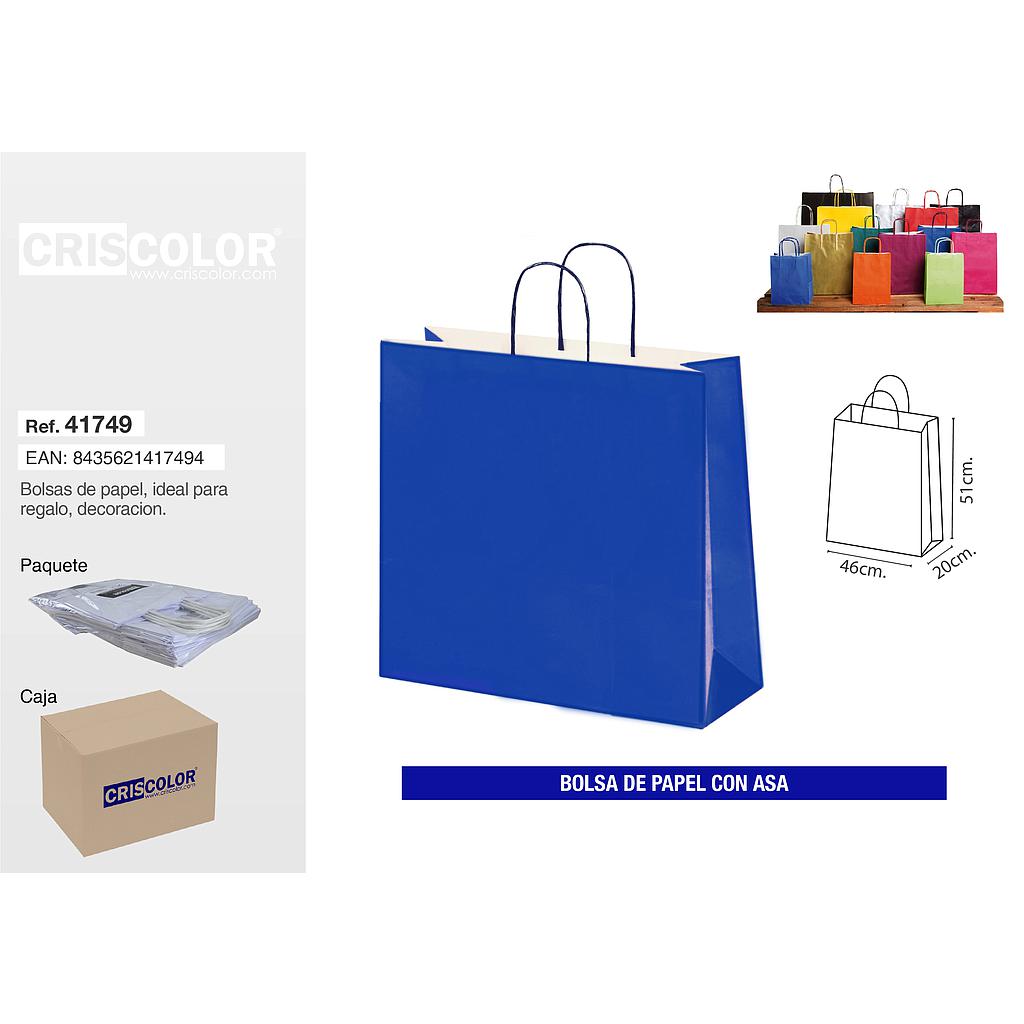 BOLSA PAPEL CON ASA 44+20X51 AZUL (PACK 25 UDS)
