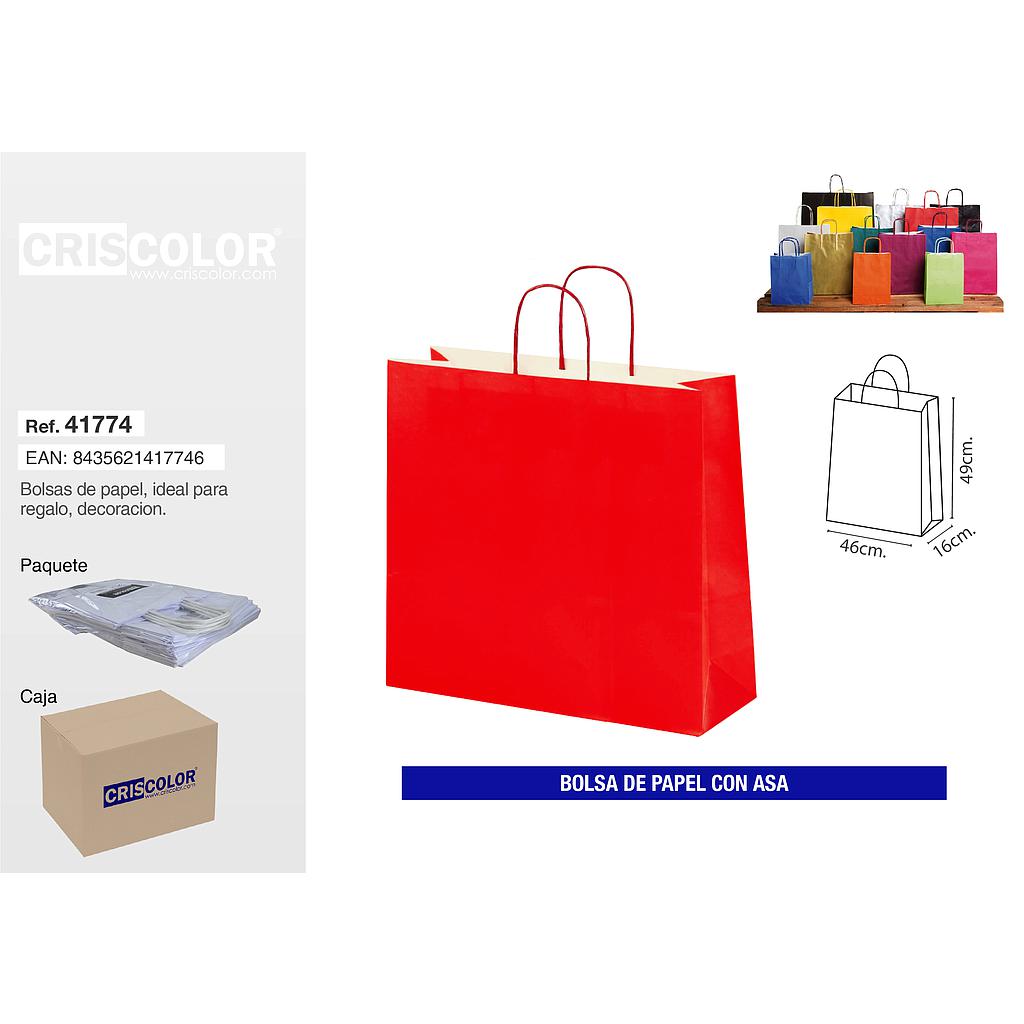 BOLSA PAPEL CON ASA 44+20X51 ROJO