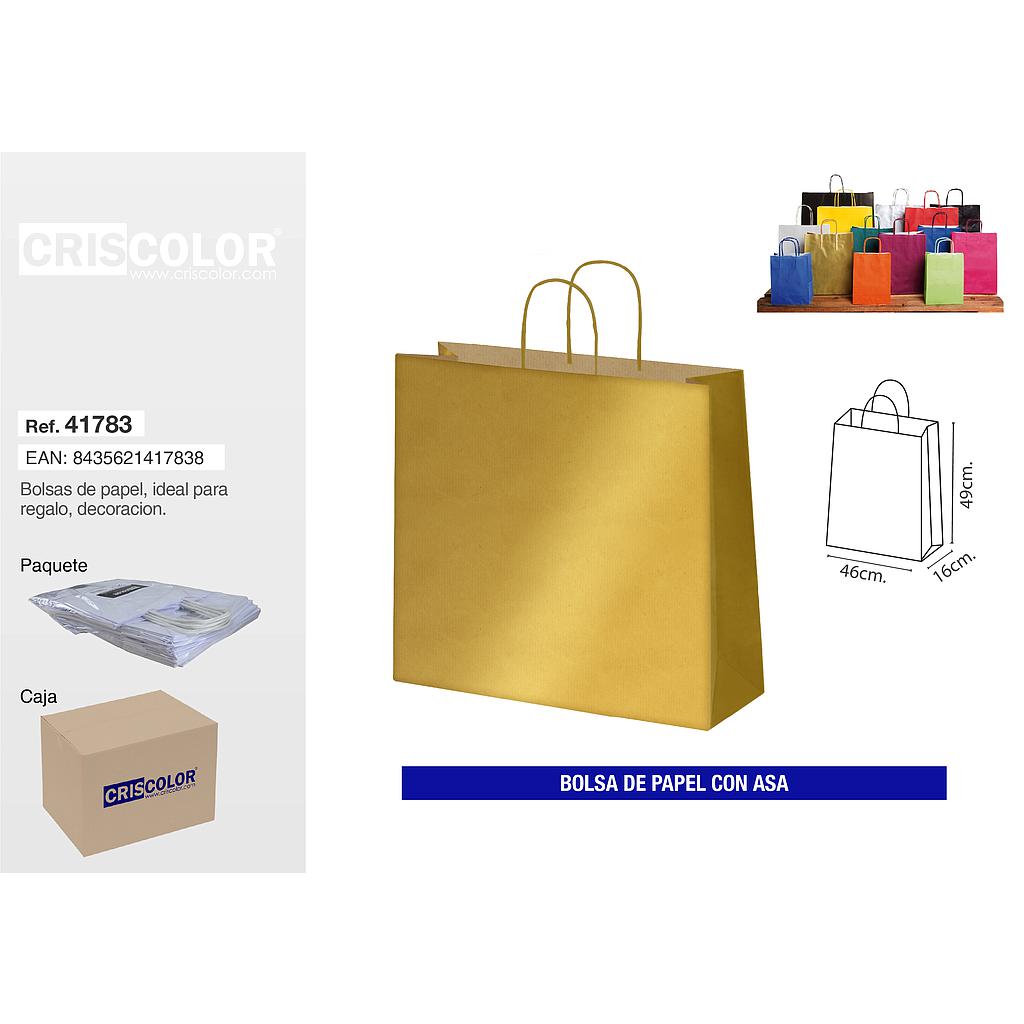 BOLSA PAPEL CON ASA 44+20x51 ORO (PACK 25 UDS)