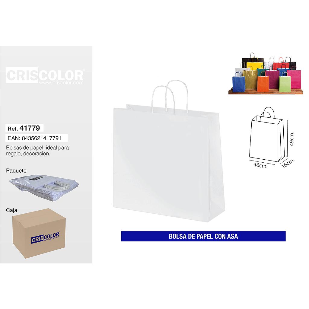 BOLSA PAPEL CON ASA 46+20X51 BLANCA (PACK 25 UDS)