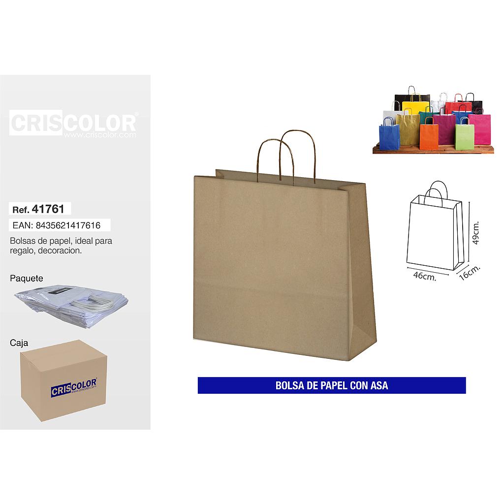 BOLSA PAPEL CON ASA 46+20X51 KRAFT (PACK 25 UDS)