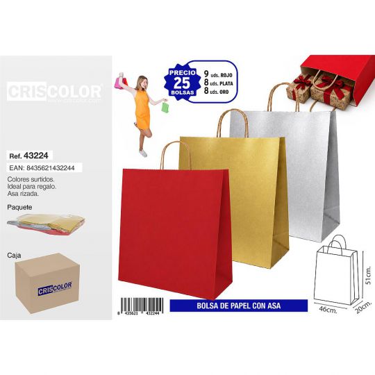 BOLSA PAPEL CON ASA 46+20X51 SURTIDO PLUS (PACK 25 UDS)
