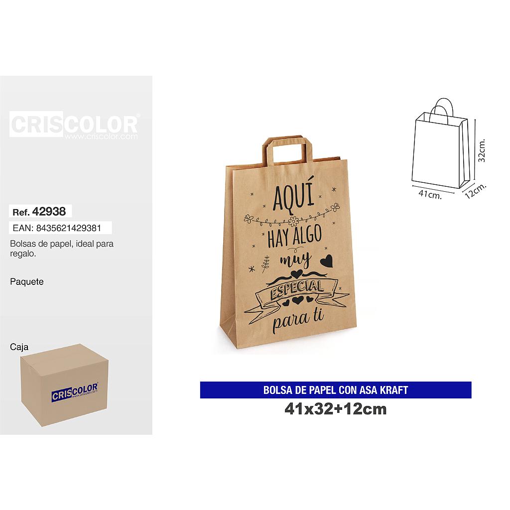 BOLSA PAPEL CON ASA KRAFT 41+12x32 ESPECIAL (PACK 12 UDS)