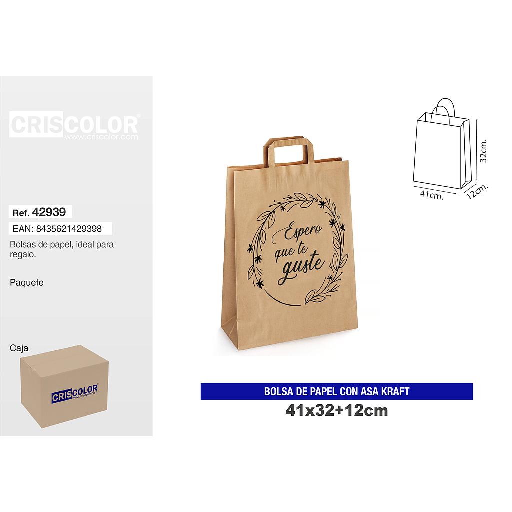 BOLSA PAPEL CON ASA KRAFT 41+12x32 ESPERO (PACK 25 UDS)