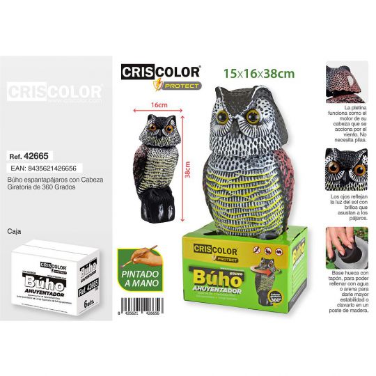 BUHO EOLICO ROTACOM 360º 15X16X38CM