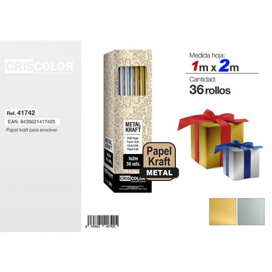 PAPEL METAL KRAFT 1X2MTS (Caja 36 Und).