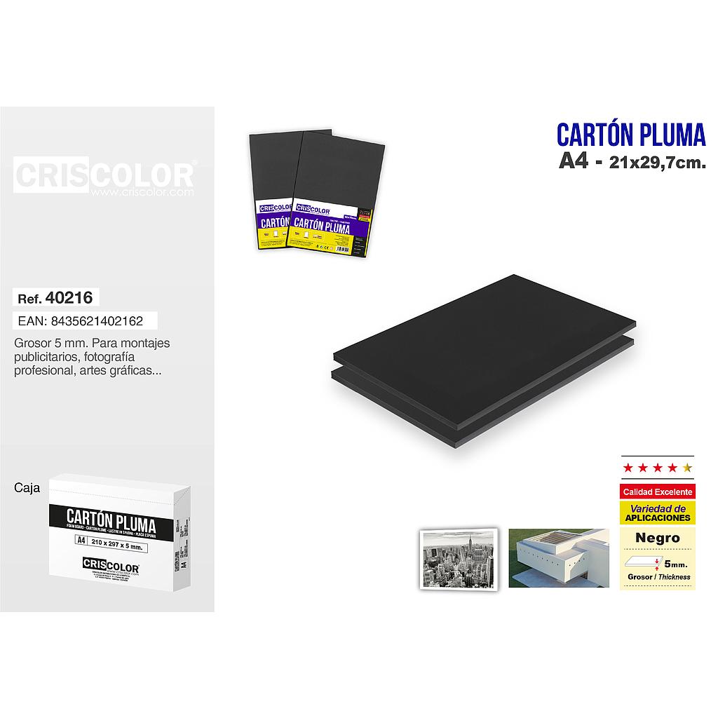 CARTON PLUMA A4 NEGRO (CAJA DE 20 UND.)