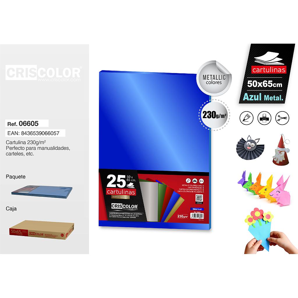 CARTULINA 50X65CM AZUL METALICO (Paquete de 25 Und.)