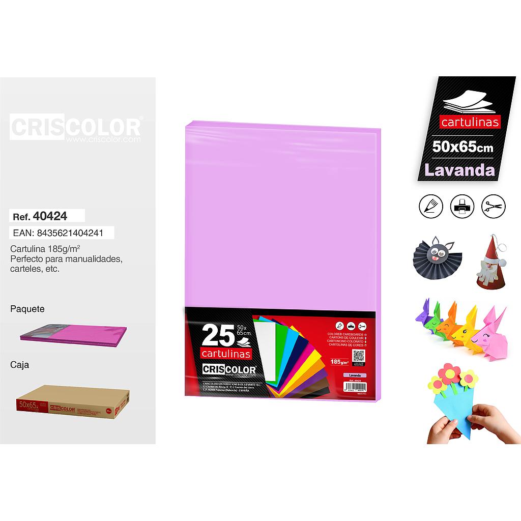 CARTULINA 50X65CM LAVANDA (Paquete de 25 Und.)