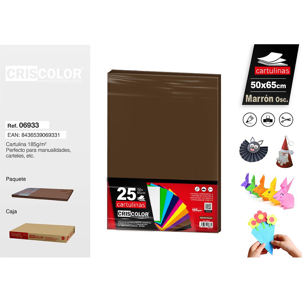 CARTULINA 50X65CM MARRON OSCURO (Paquete de 25 Und.)