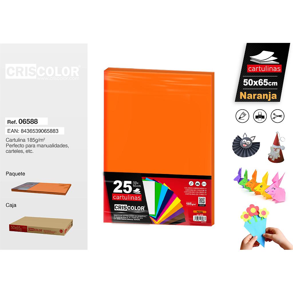 CARTULINA 50X65CM NARANJA (Paquete de 25 Und.)