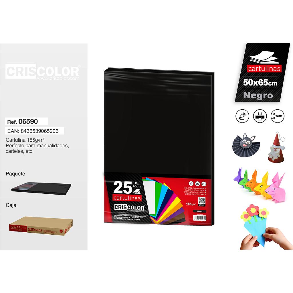 CARTULINA 50X65CM NEGRO (Paquete de 25 Und.)