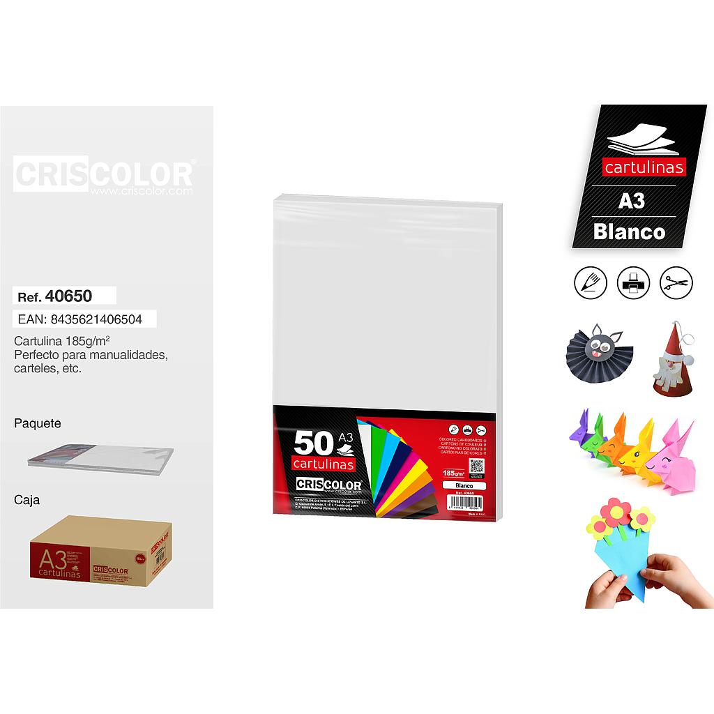 CARTULINA A3 BLANCO (Paquete de 50 Und.)