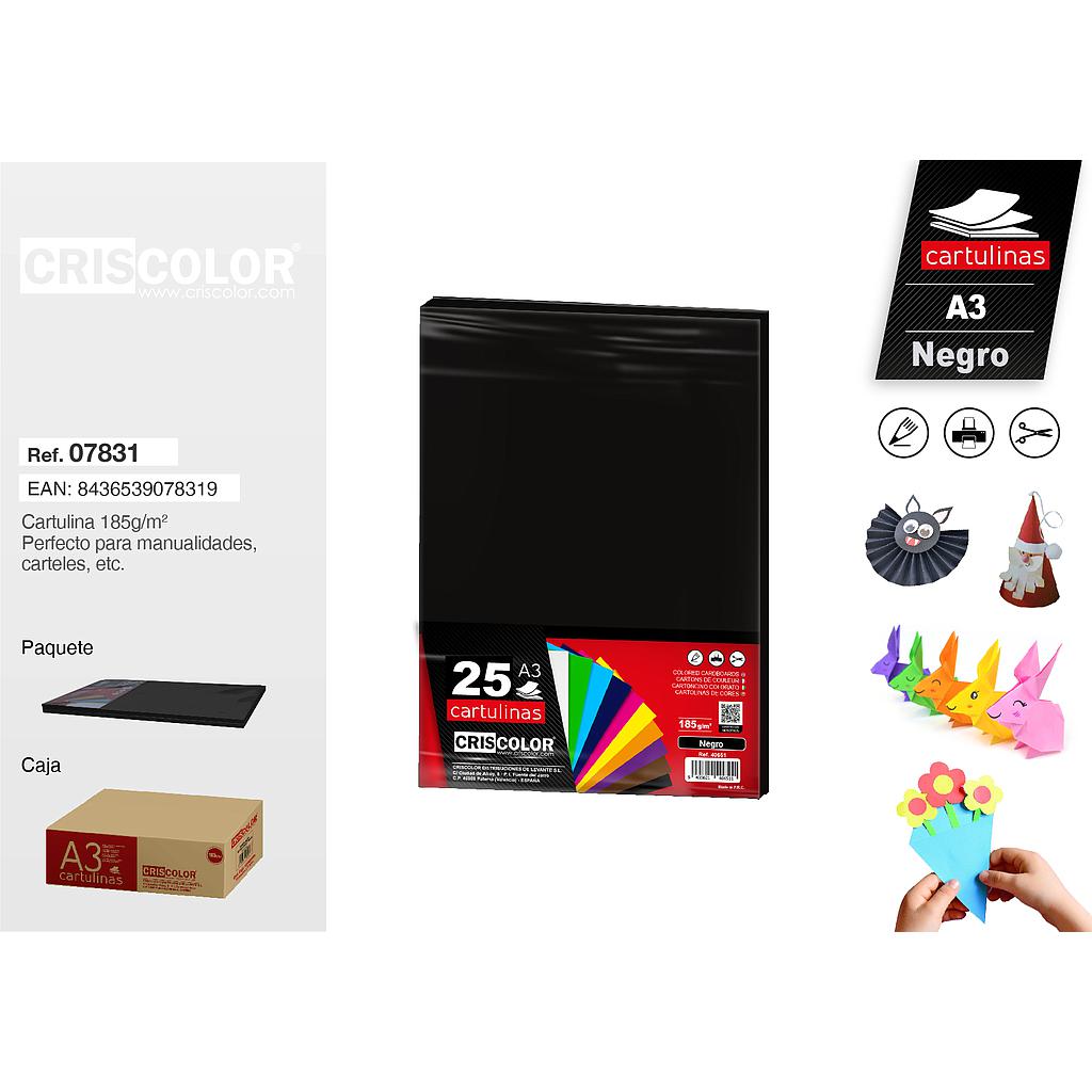 CARTULINA A3 NEGRO (Paquete de 50 Und.)
