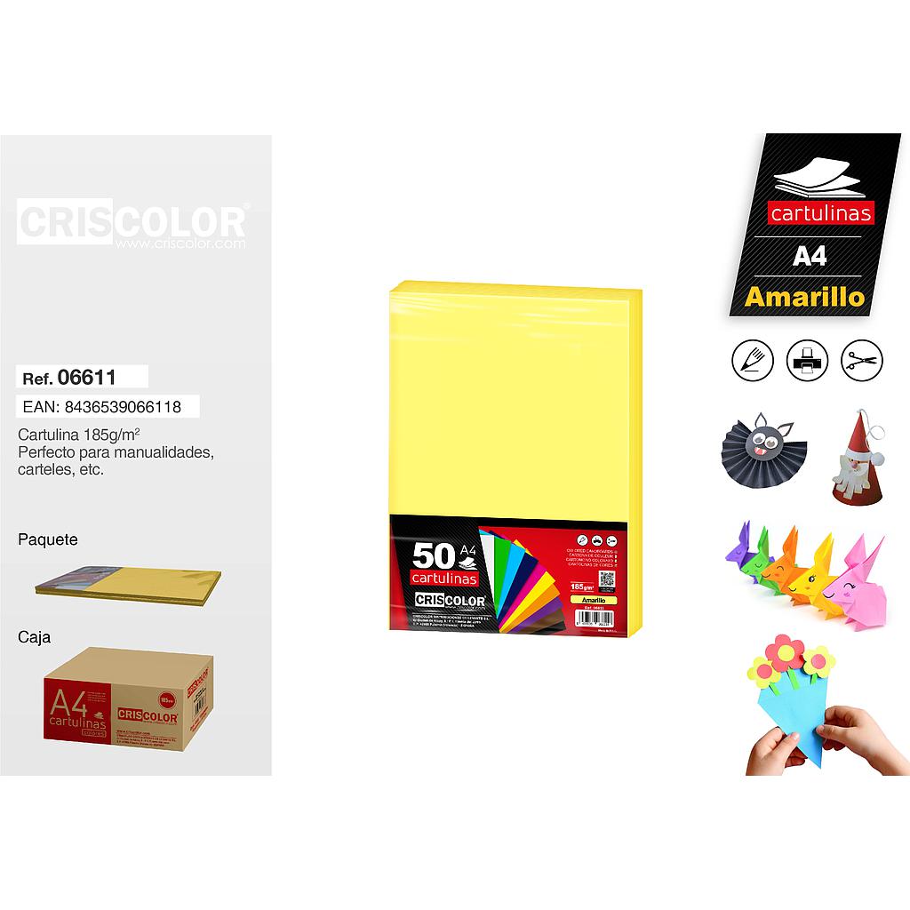 CARTULINA A4 AMARILLO (Paquete de 50 Und.)
