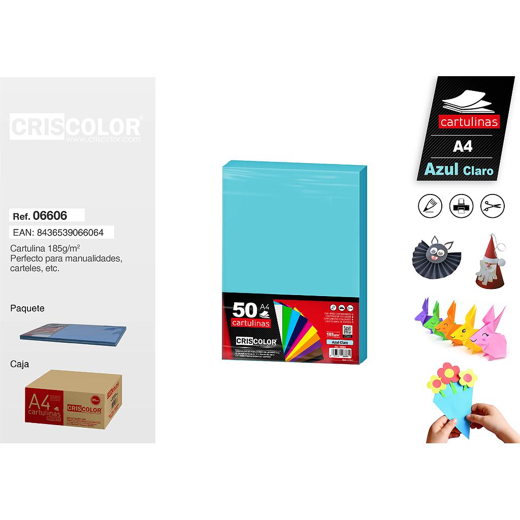 CARTULINA A4 AZUL CLARO (Paquete de 50 Und.)