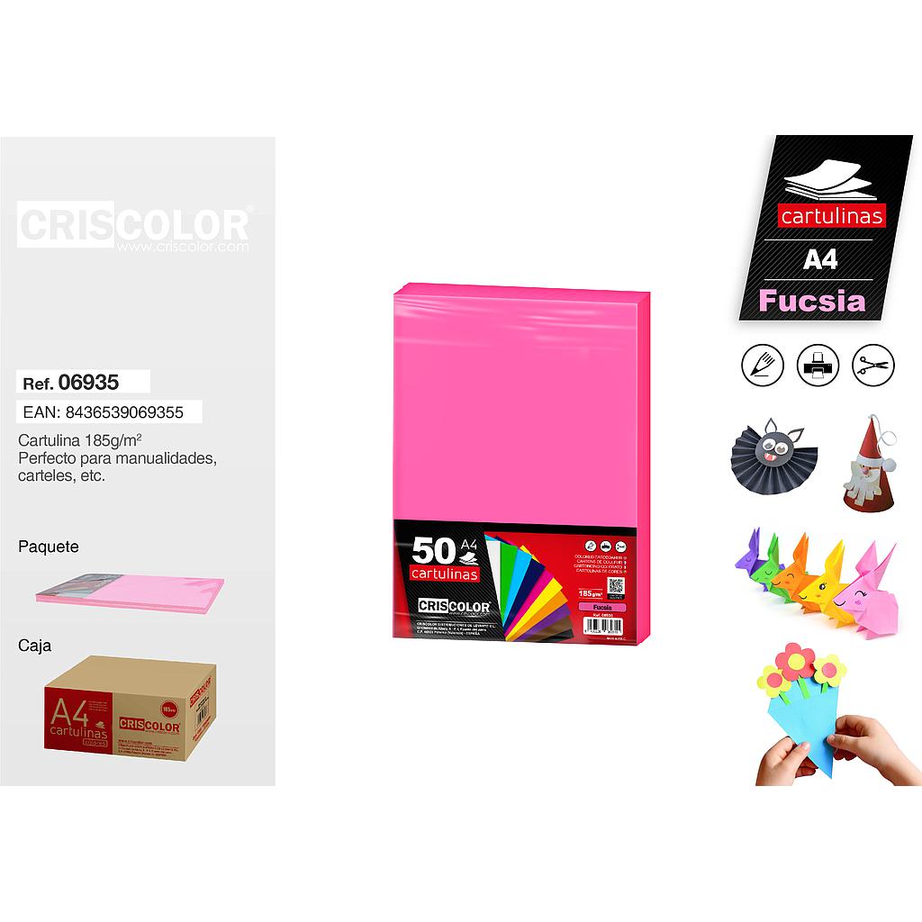 CARTULINA A4 FUCSIA (Paquete de 50 Und.)