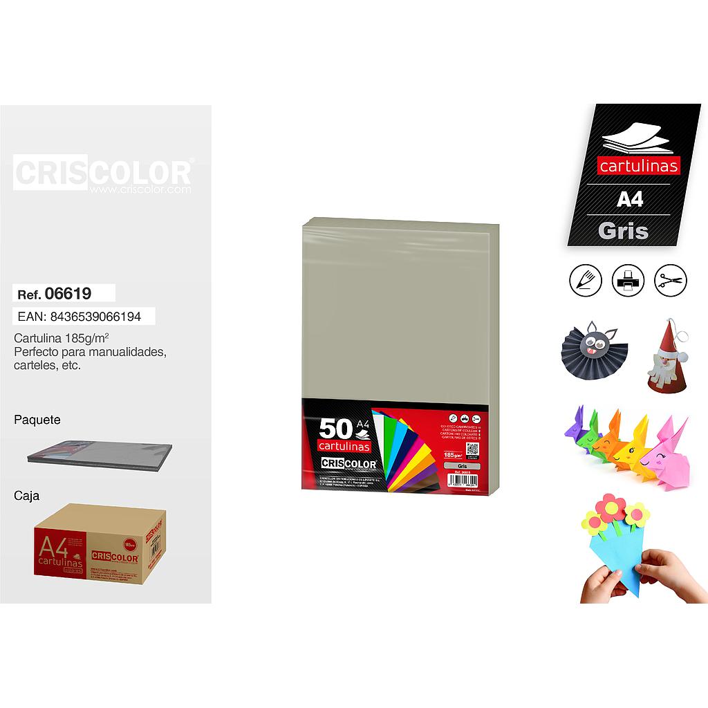 CARTULINA A4 GRIS (Paquete de 50 Und.)