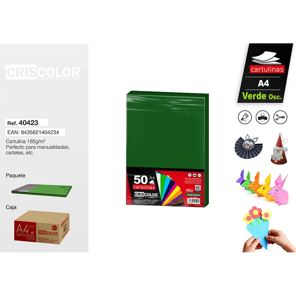 CARTULINA A4 VERDE OSCURO (Paquete de 50 Und.)