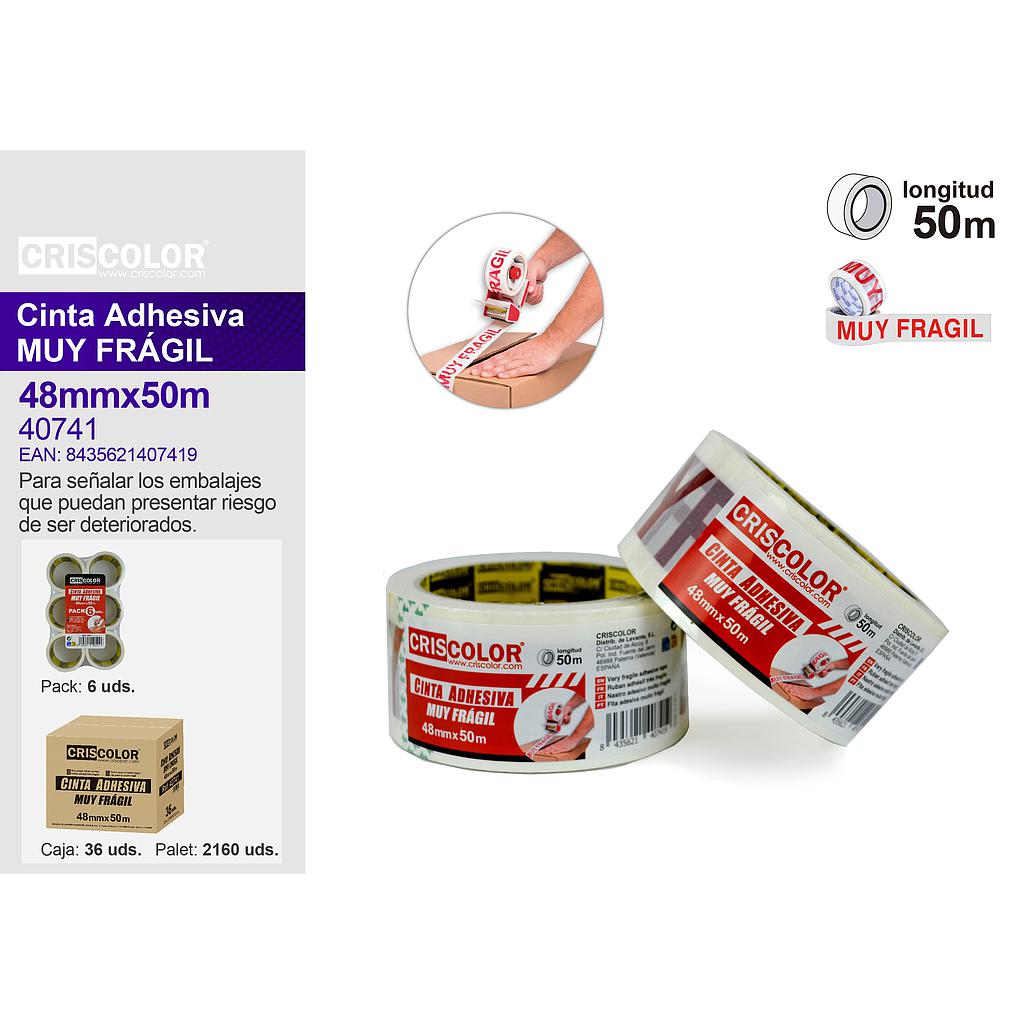 CINTA ADHESIVA 48MMX50M "MUY FRAGIL" (Pack 6 Und.)