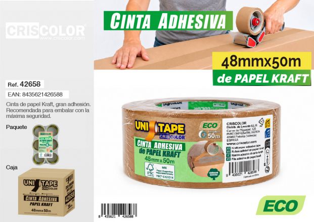 CINTA ADHESIVA DE PAPEL KRAFT 48MMX50M (Pack 6 Und.)