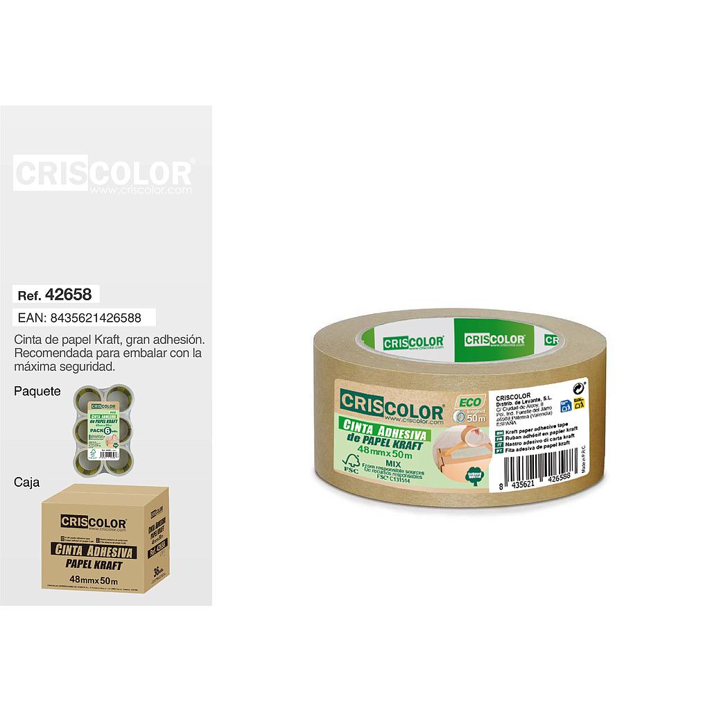 CINTA ADHESIVA DE PAPEL KRAFT 48MMX50M (Pack 6 Und.)