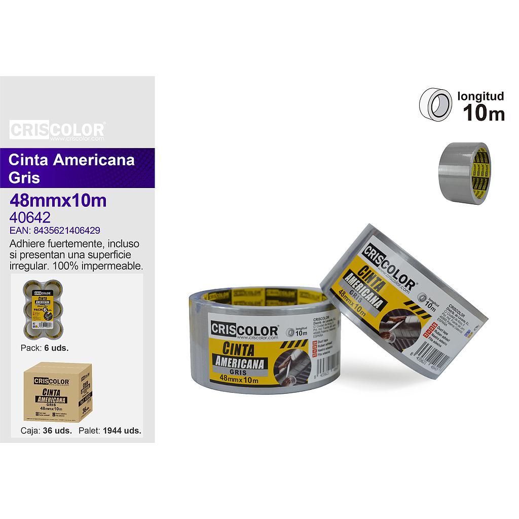 CINTA AMERICANA 48MMX10M GRIS (Precio Unitario)