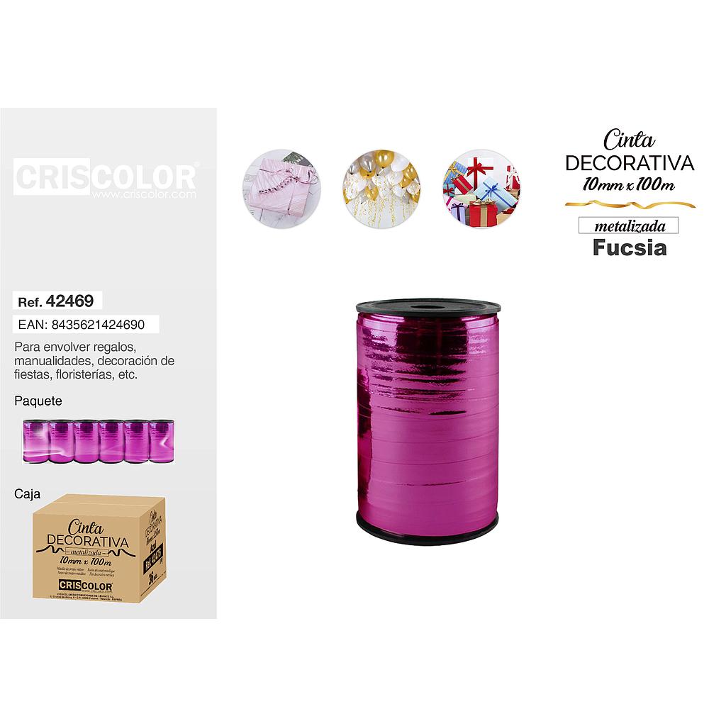 CINTA DECORATIVA METALIZADA 10MMX100M FUCSIA