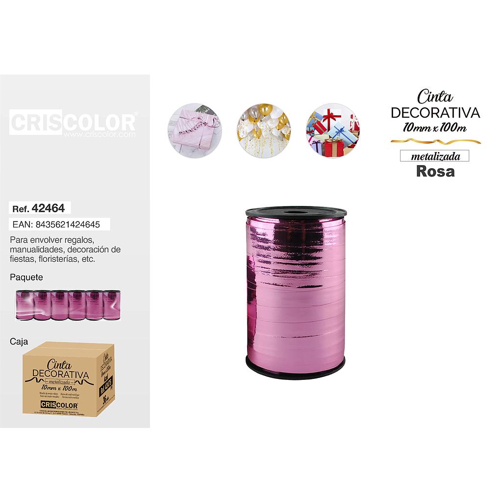 CINTA DECORATIVA METALIZADA 10MMX100M ROSA