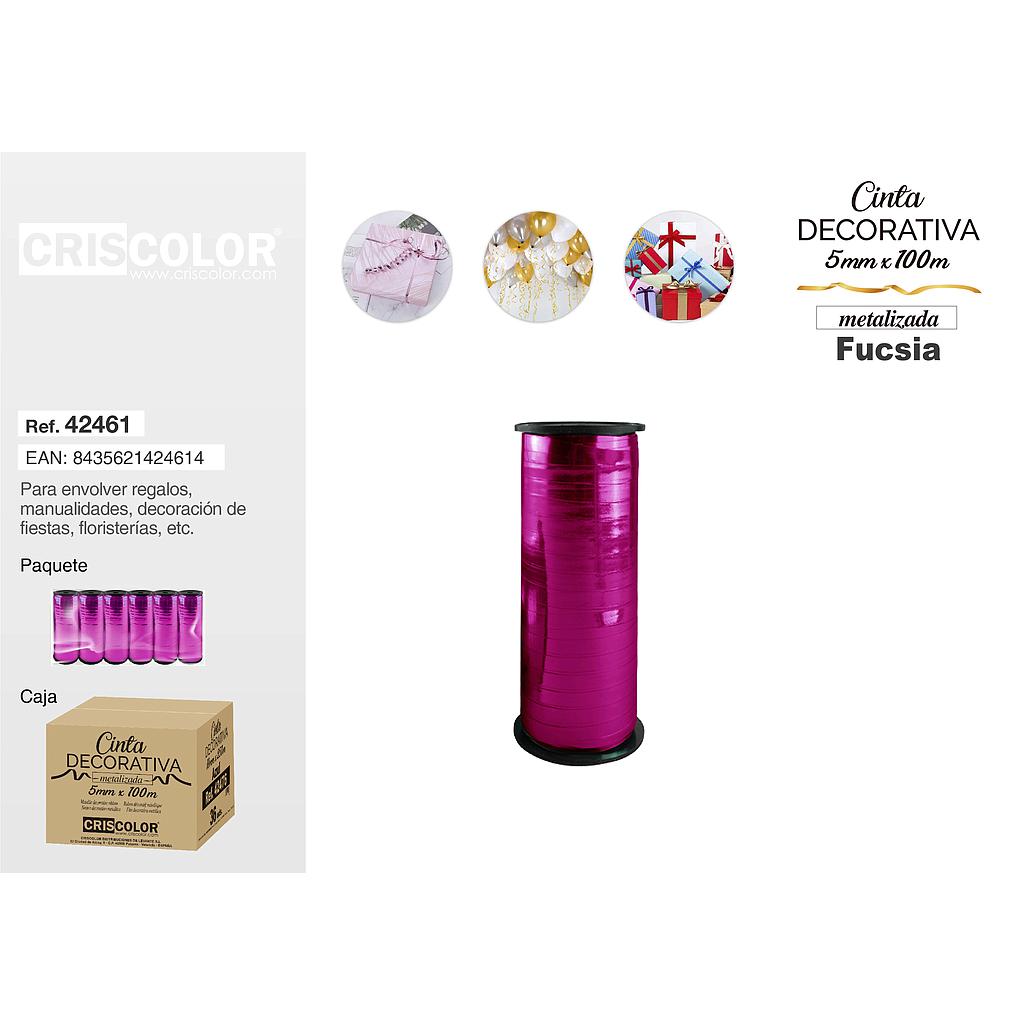 CINTA DECORATIVA METALIZADA 5MMX100M FUCSIA