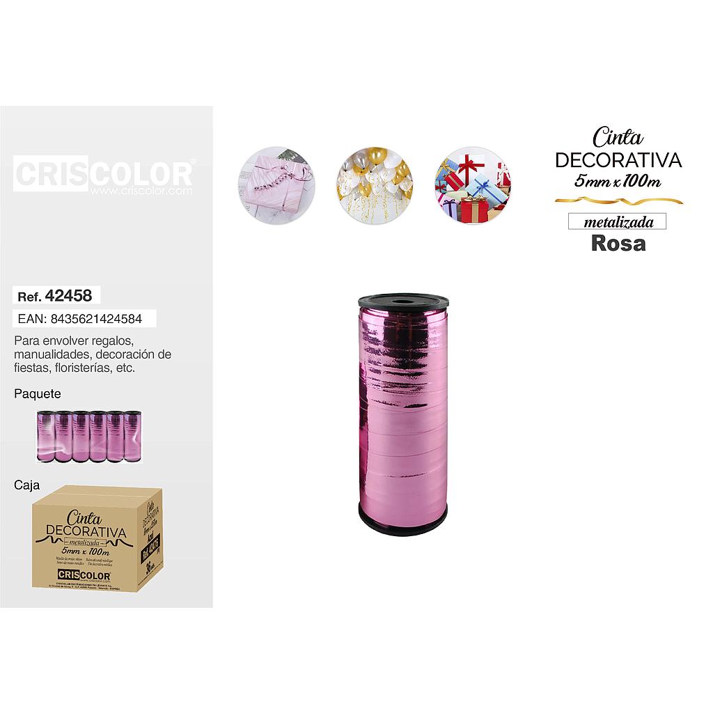 CINTA DECORATIVA METALIZADA 5MMX100M ROSA