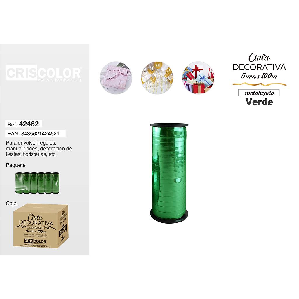 CINTA DECORATIVA METALIZADA 5MMX100M VERDE