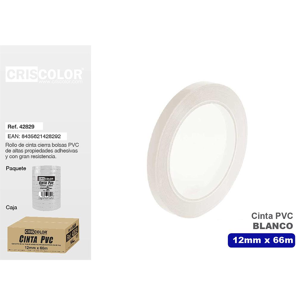 CINTA PVC 12MMX66MTS BLANCO